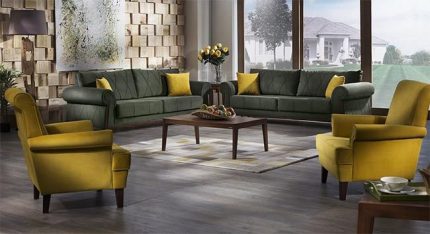 غرفه معيشه 4 قطع باللون المسترده والزيتي
SKU:0059